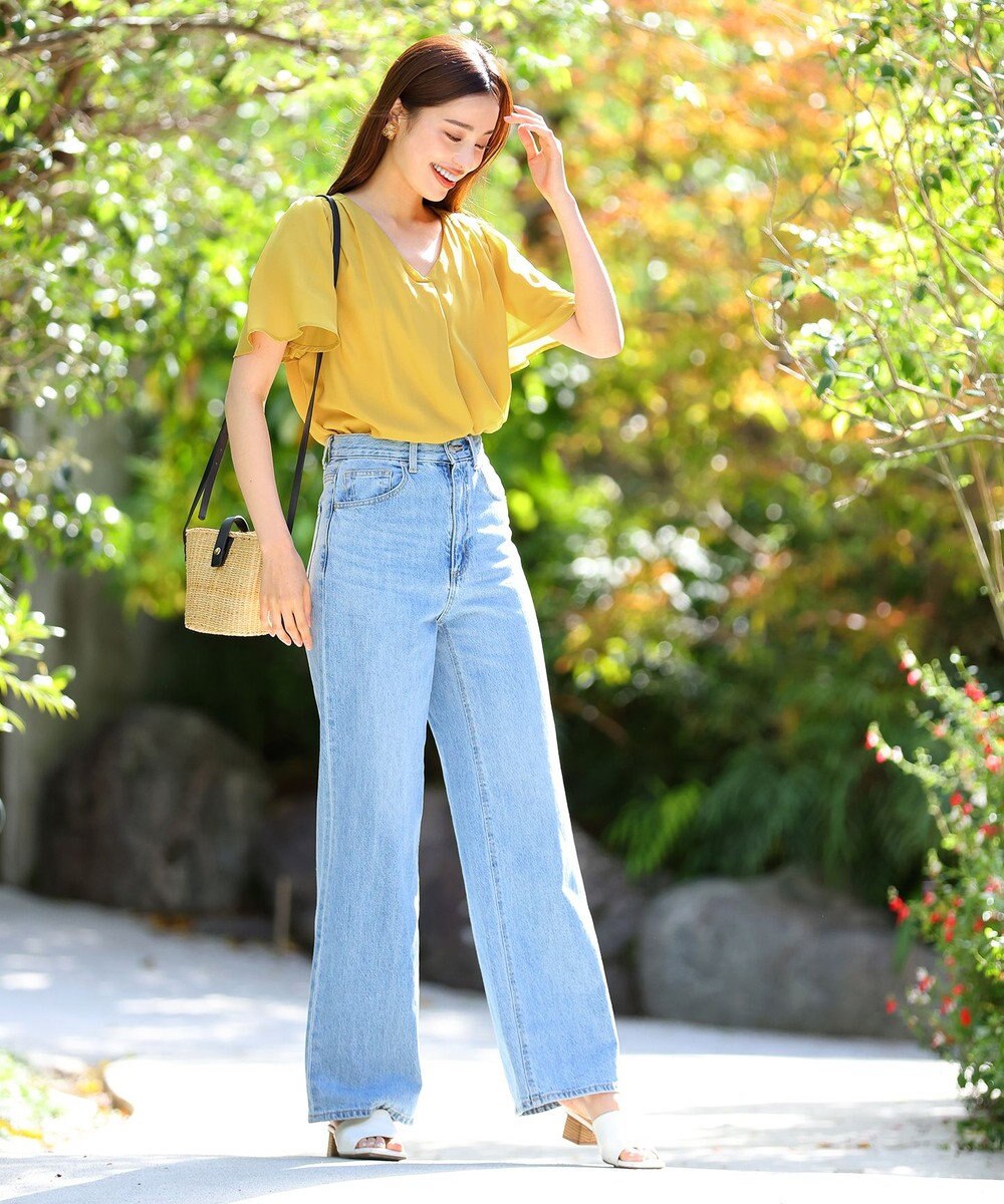 Tiaclasse 【洗える】シフォンフレアスリーブブラウス 