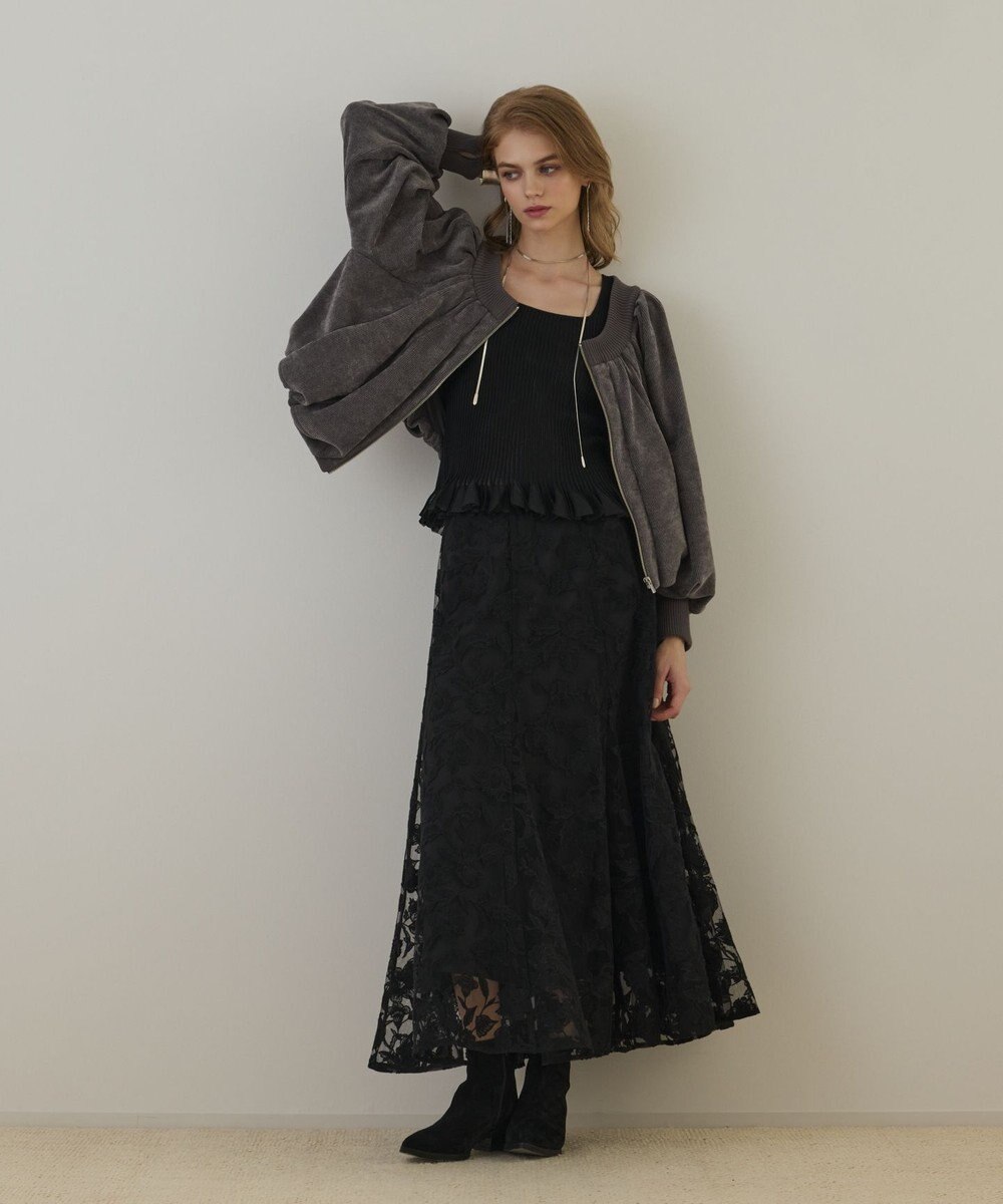 GRACE CONTINENTAL バルーンモールカットカーディガン 