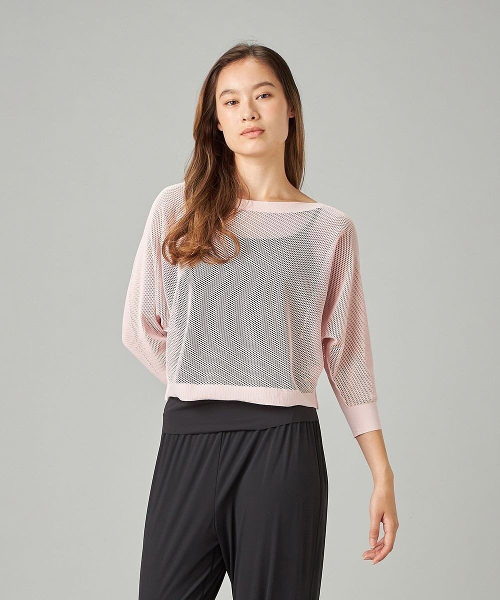 Chacott 【ノーソーイングニット】7分袖メッシュニットTシャツ 