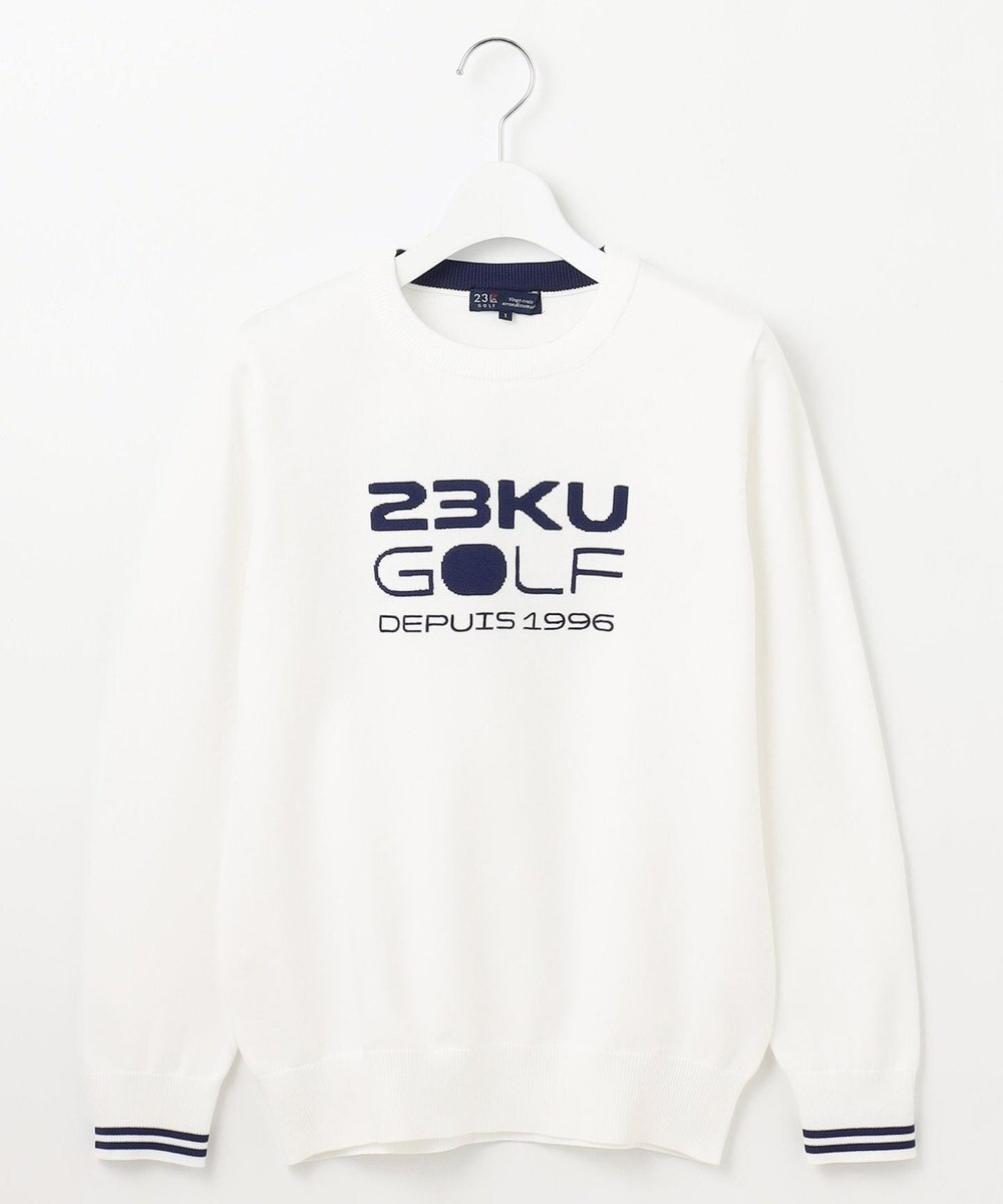 23区GOLF 【WOMEN】【ウォッシャブル】ロゴインターシャ ポリエステルニット 