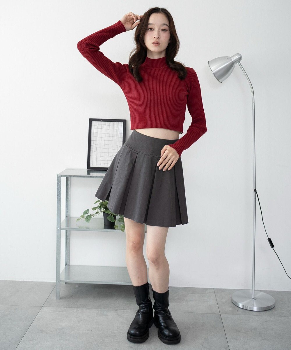 WEGO 【2025年秋冬新作】リブハイネックショートニット 