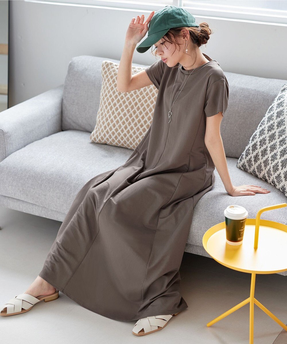 Tiaclasse 【接触冷感・洗える】イージーカットソーロングワンピース 