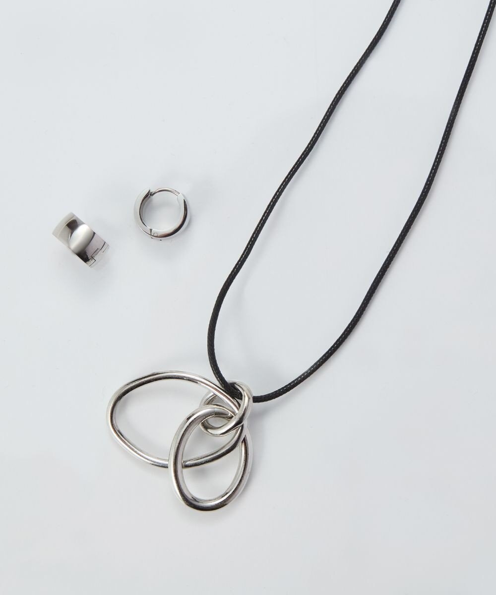 Phoebe 【限定セット】アーバンクロストップコードネックレス×ワンタッチワイドフープミニピアス 
