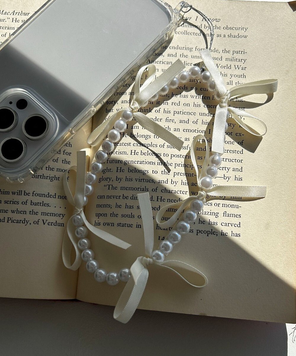 WEGO リボンパールストラップキーホルダー 