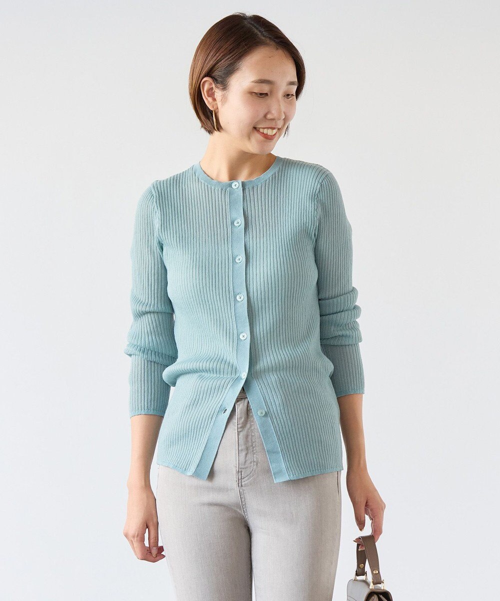 UNFILO シアーリブ ニットカーディガン 