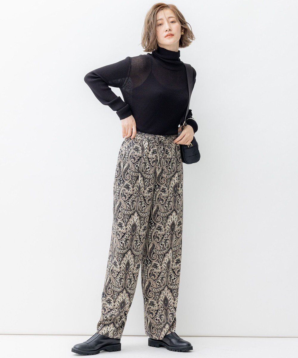 23区 【洗える】フレンチペイズリーサテン ワイドパンツ 