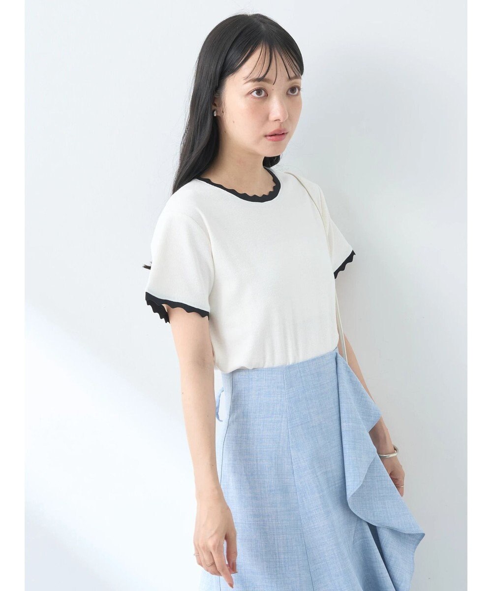 earth music&ecology バイカラースカラッププルオーバー 