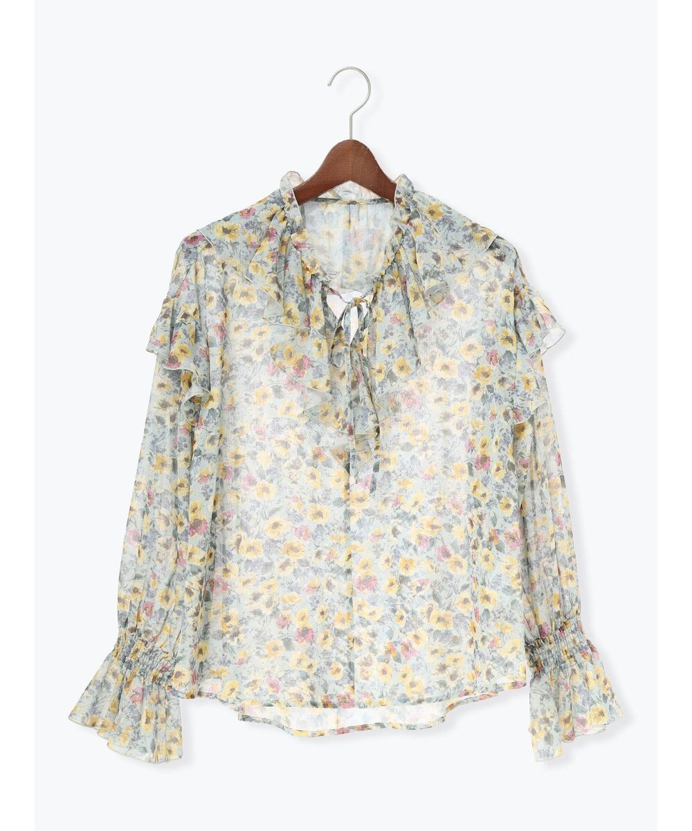 Te chichi フラワープリントフリルブラウス 