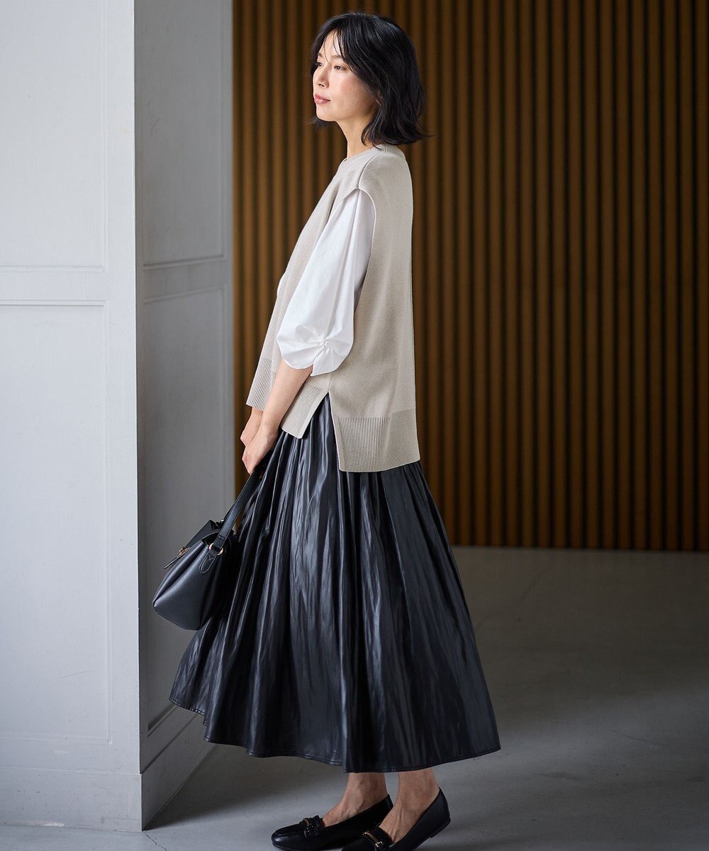 ANY 【洗濯機可】スリットニットベスト 