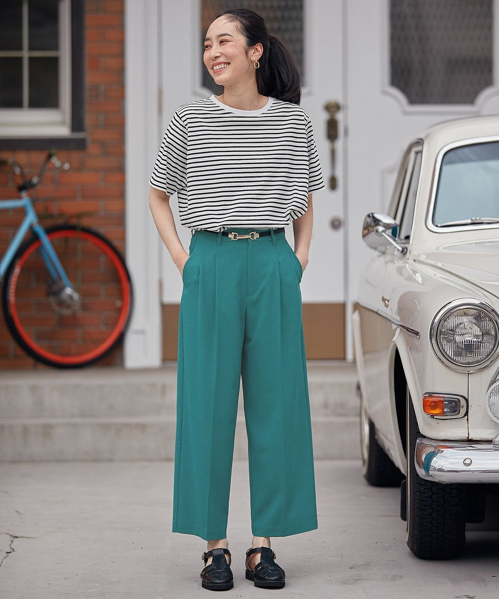 ANY 【洗濯機可能/ウエストゴム】美脚２タック ワイドパンツ 