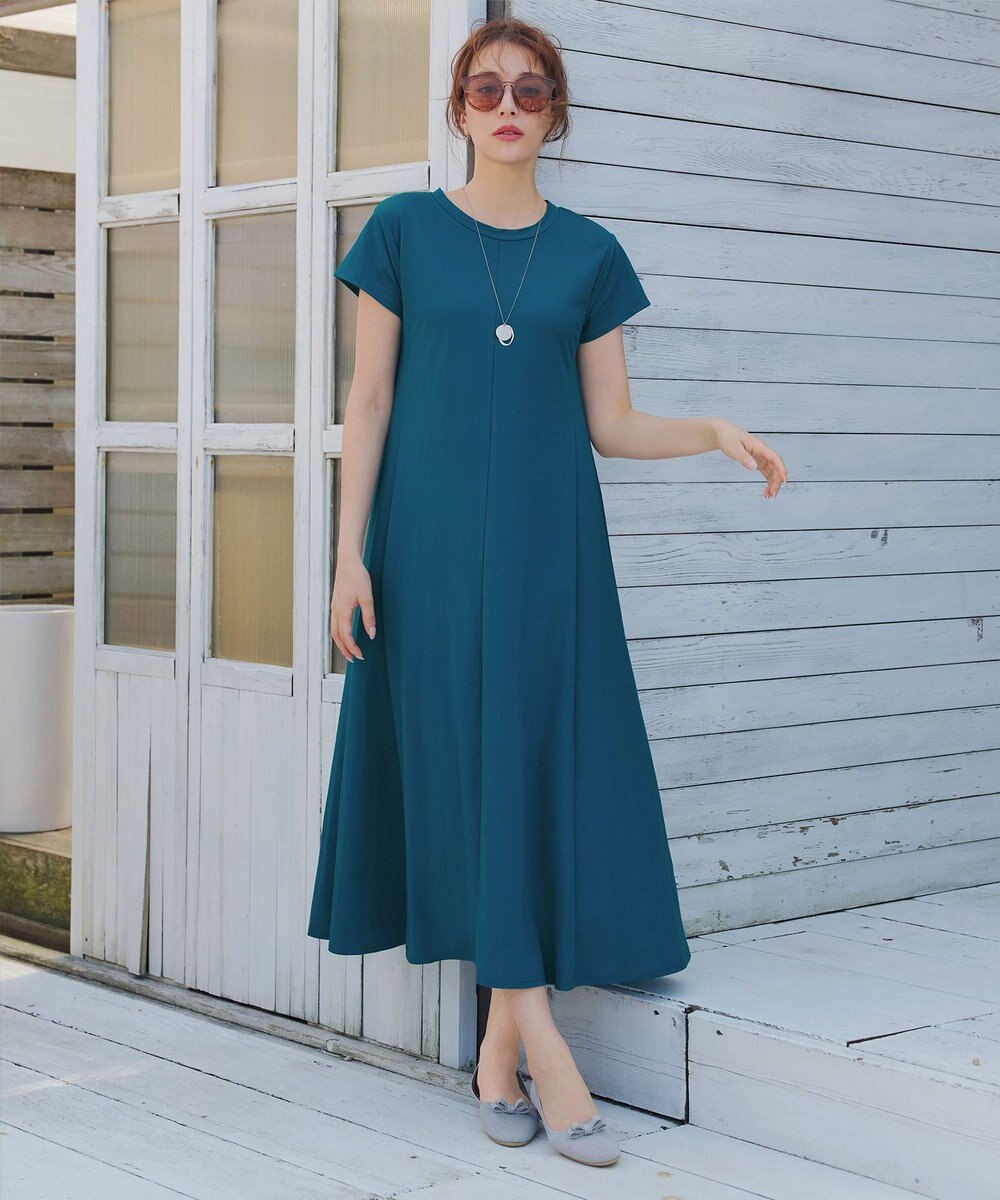 Tiaclasse 【接触冷感・洗える】イージーカットソーロングワンピース 