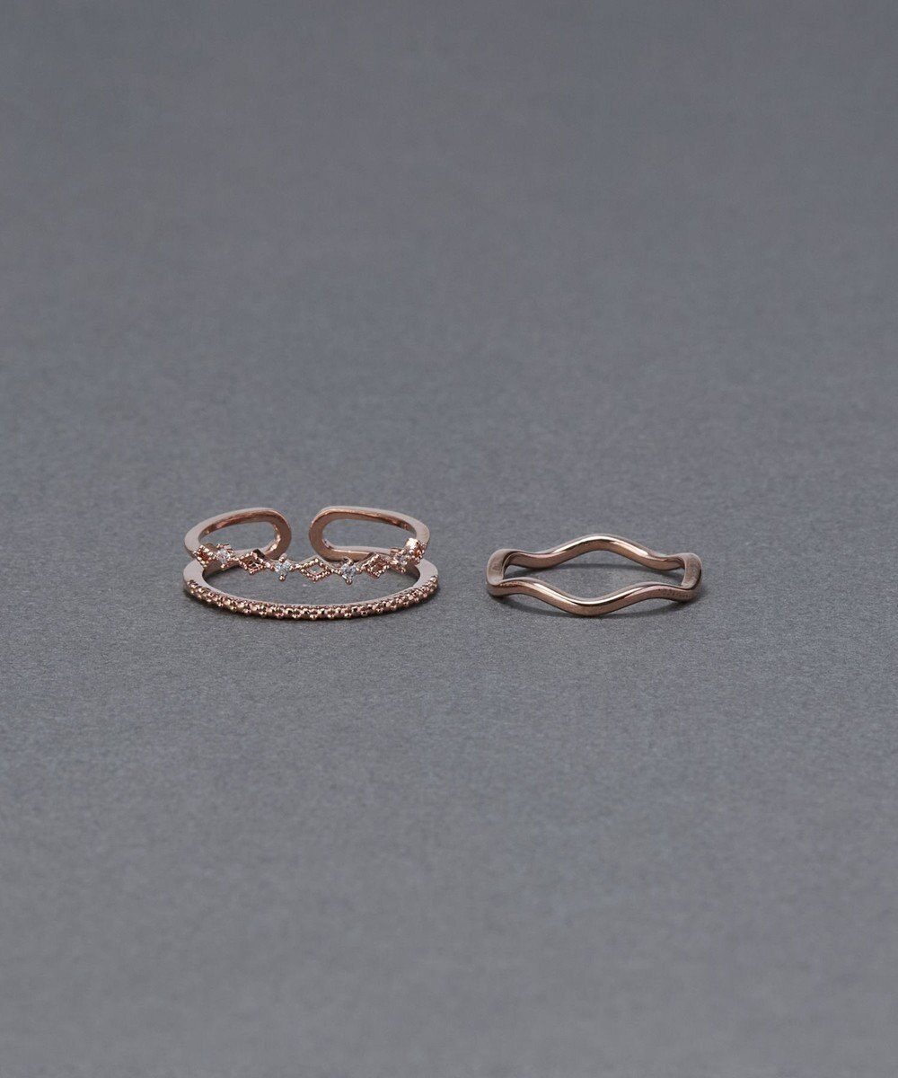 Phoebe フェミニンプレイスドビジューセットリング　ローズゴールド 