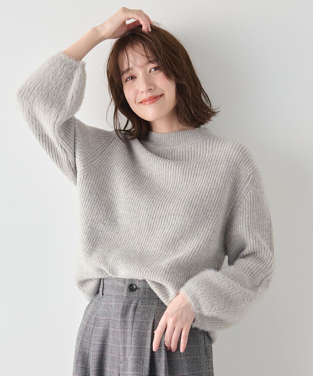 ANY ラムウールフェザーコンビプルオーバー 