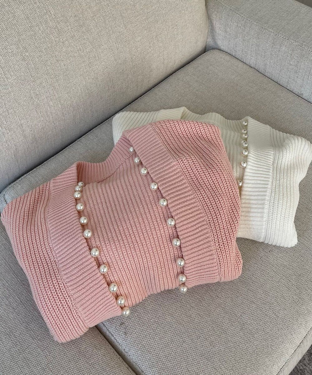 Feroux 【洗える】パール付き カーディガン 