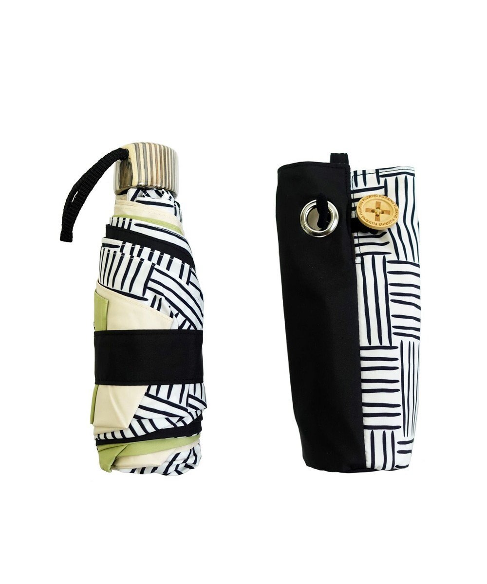 +RING 【UVカット95%以上】【UPF50＋】プラスリング レディース向け 晴雨兼用 折傘 BLK/WHT T1307 