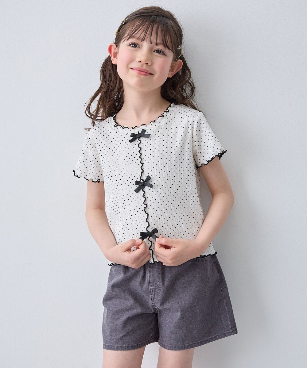 ANY KIDS 【一部店舗/WEB先行販売アイテム】ドット×リボン 半袖Tシャツ 