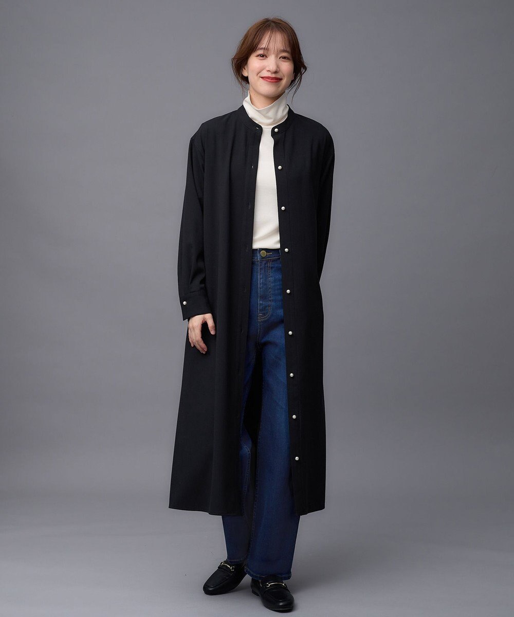 ANY 【洗濯機可能/ストレッチ】ウールライク前開きワンピース 