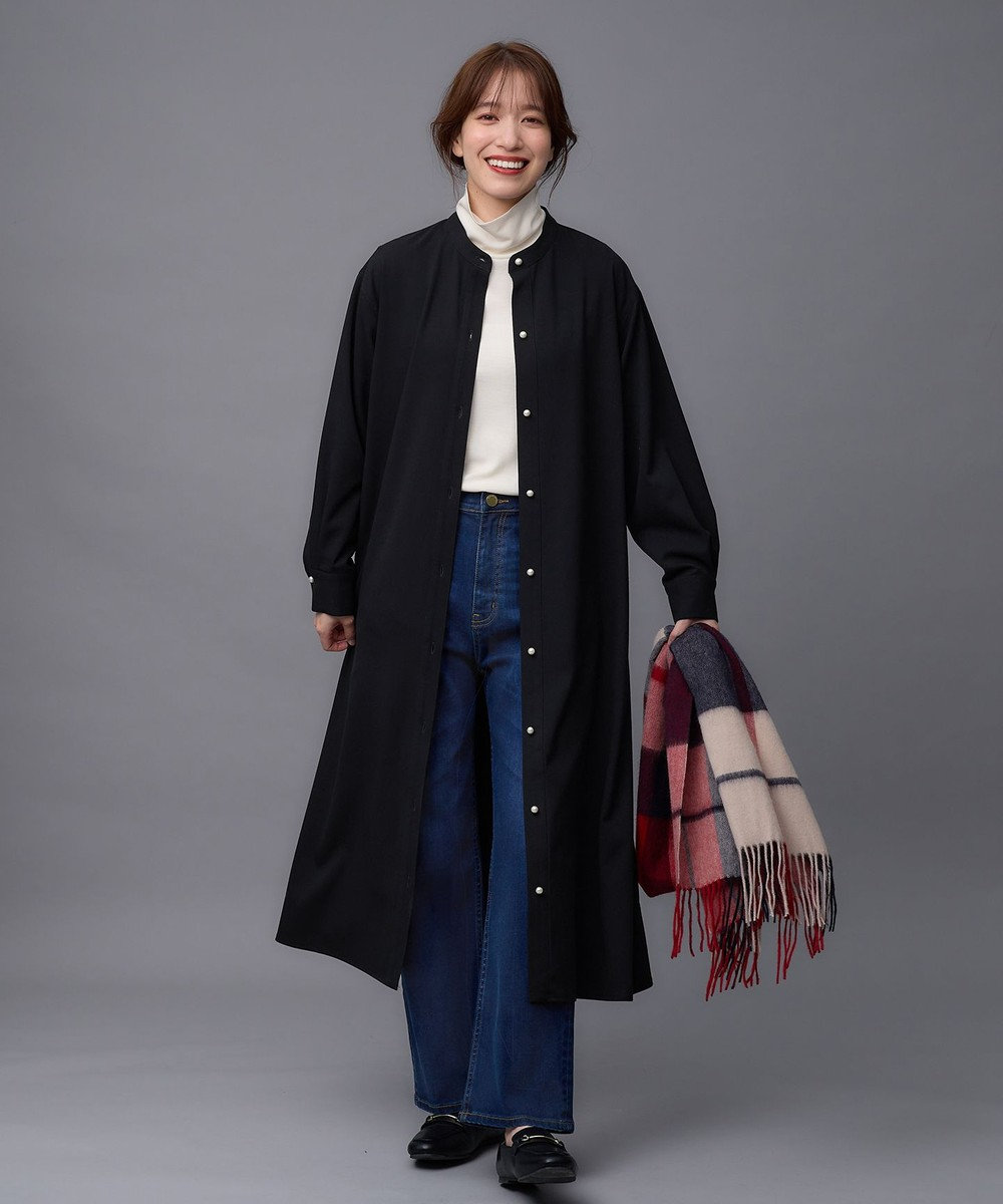 ANY 【洗濯機可能/ストレッチ】ウールライク前開きワンピース 