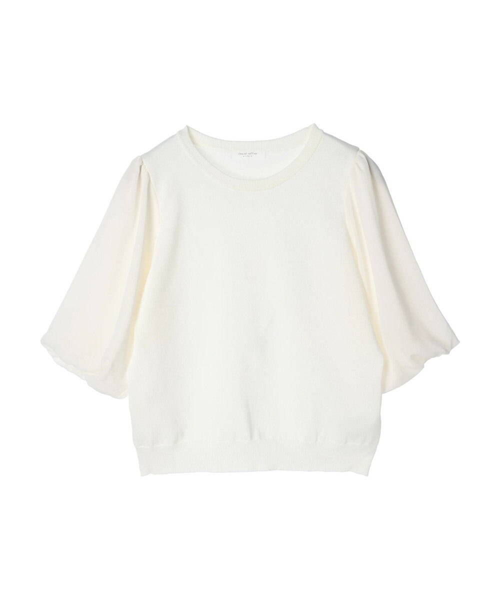 Green Parks 袖楊柳ドッキングニットプルオーバー 