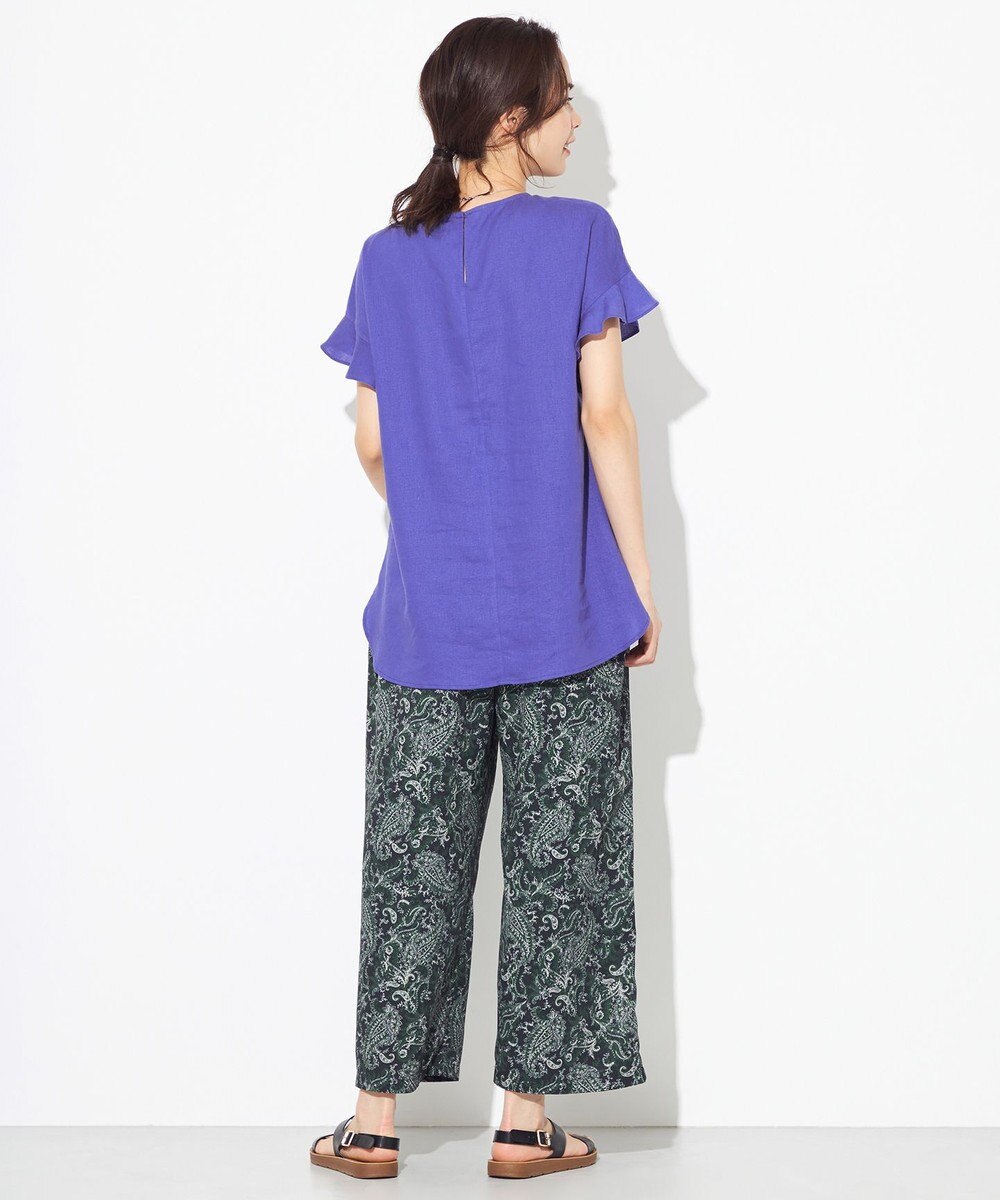 ANY 【洗える】ライトリネンクロスフレアスリーブ ブラウス 