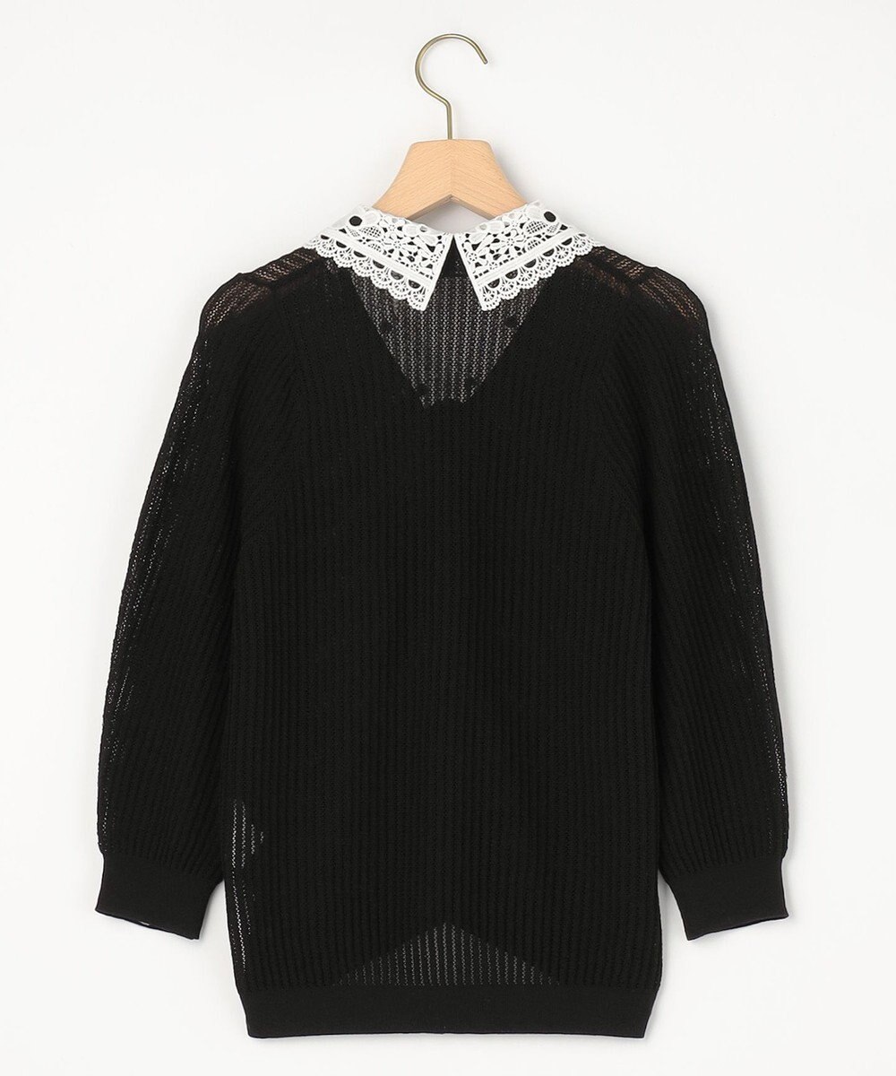組曲 【先行予約・WEB限定】レーシーニット レース襟付き カーディガン 