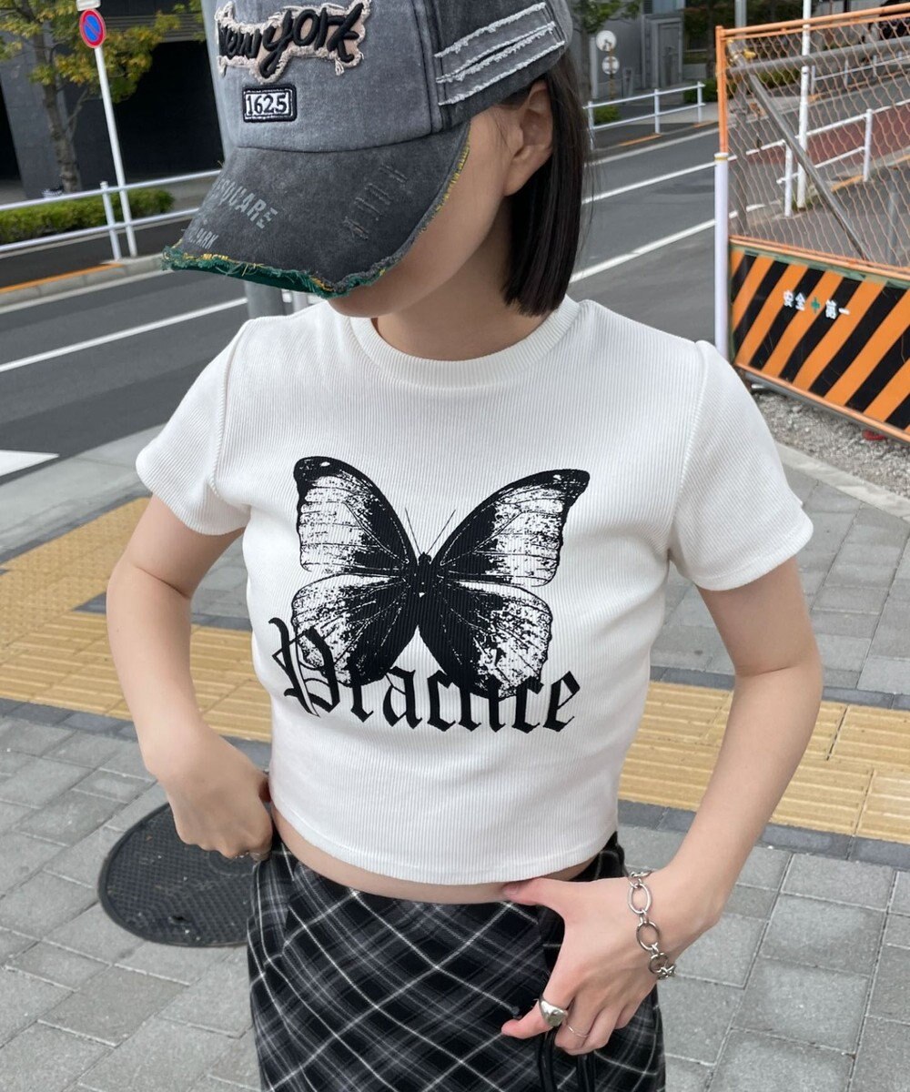 WEGO バタフライプリントリブT 