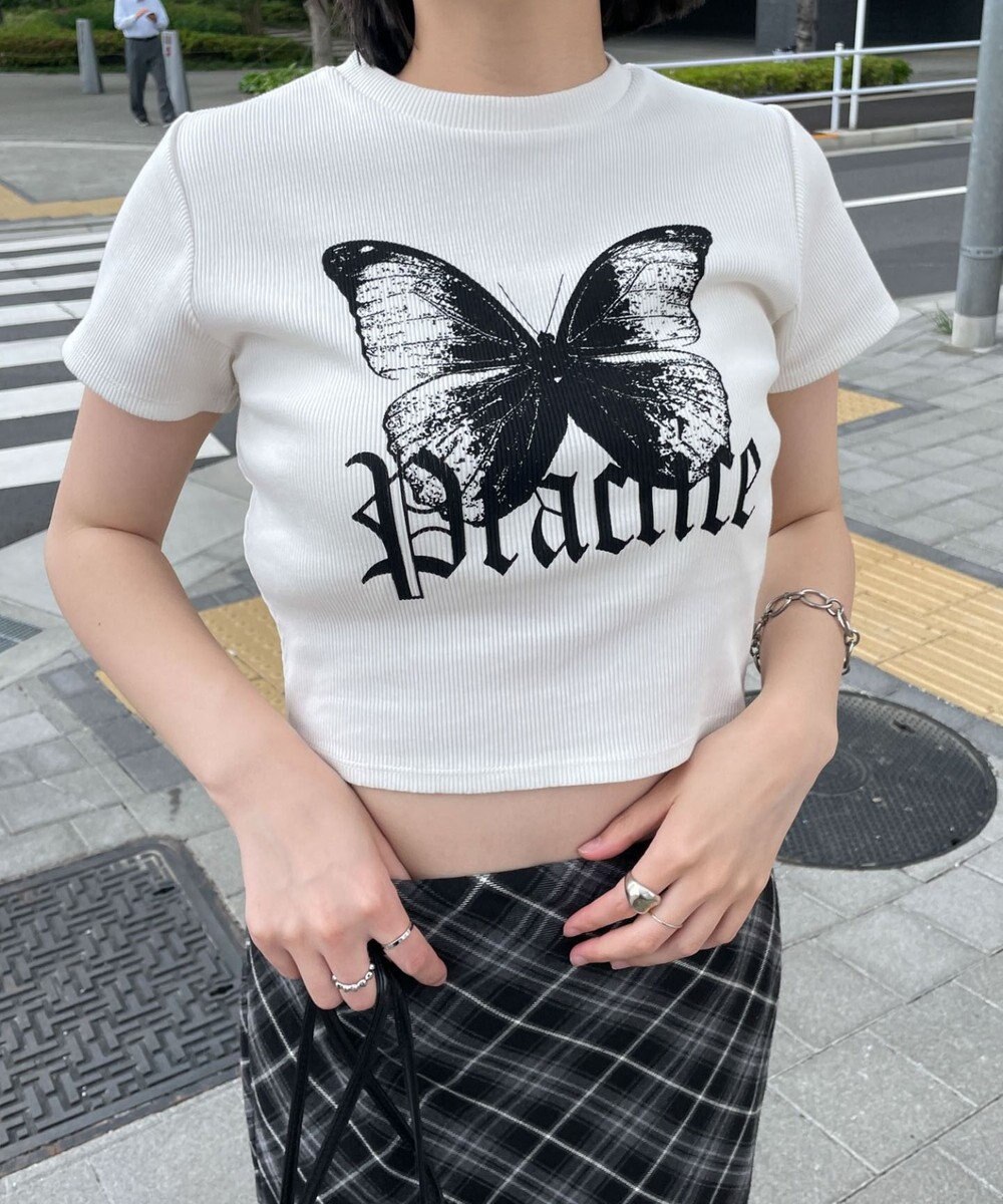 WEGO バタフライプリントリブT 