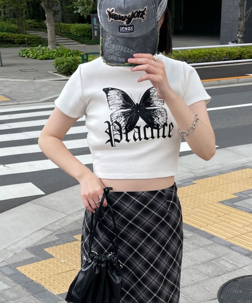 WEGO バタフライプリントリブT 