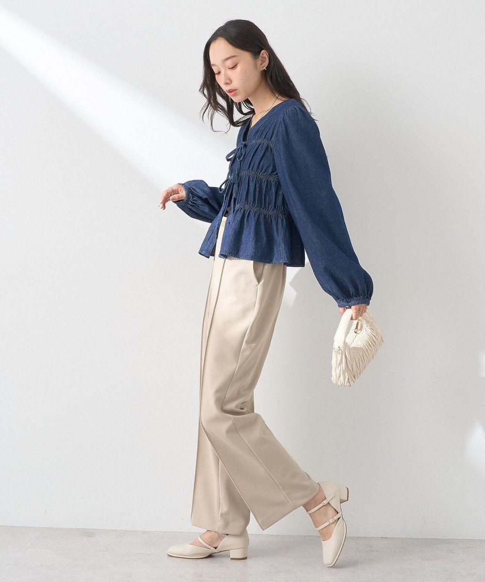 earth music&ecology デニムリボンシャツ 