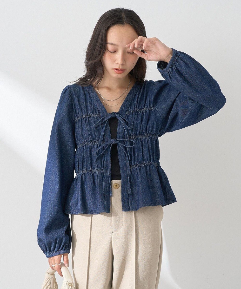 earth music&ecology デニムリボンシャツ 