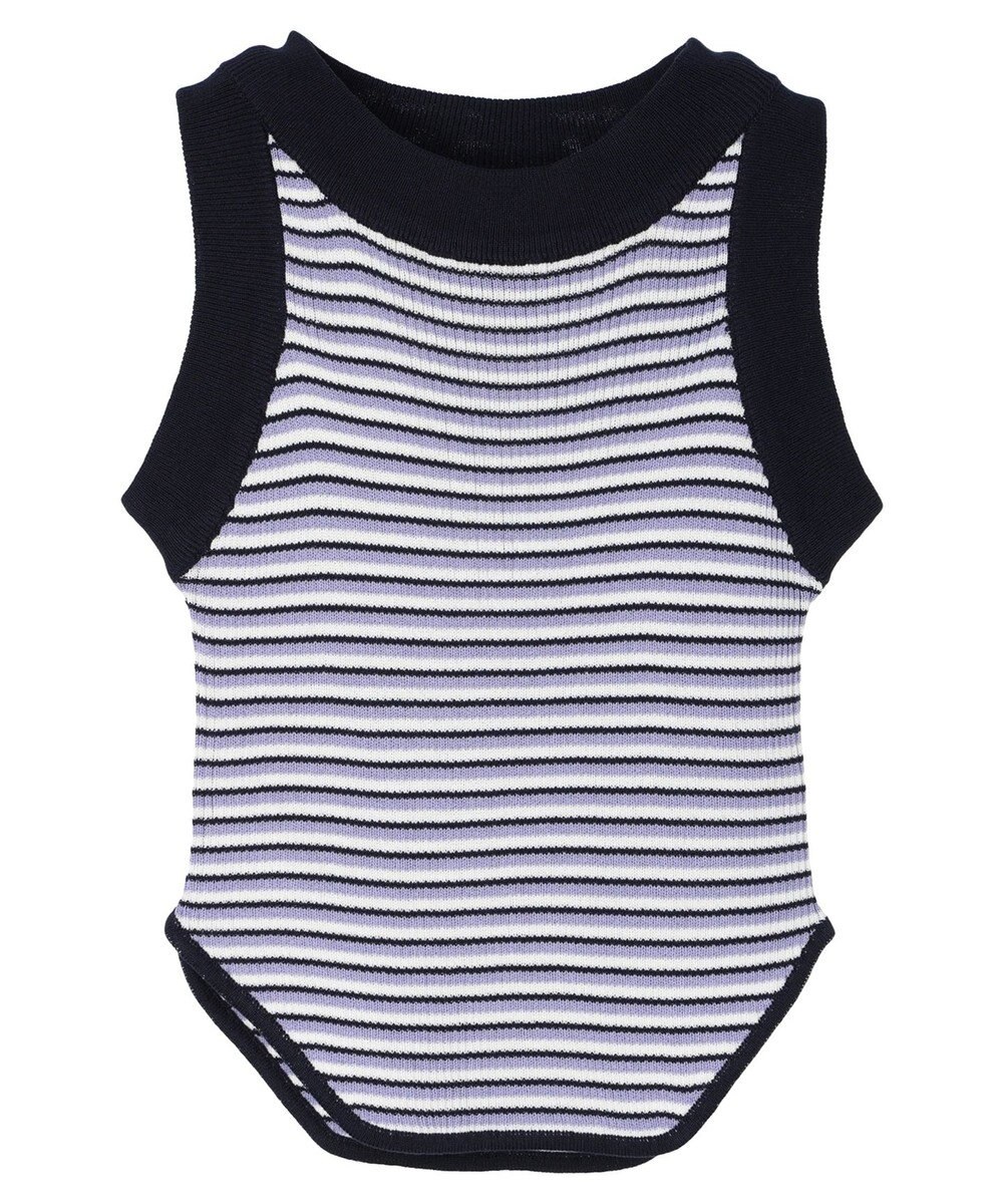 Green Parks デザインヘム配色ニットタンクトップ 