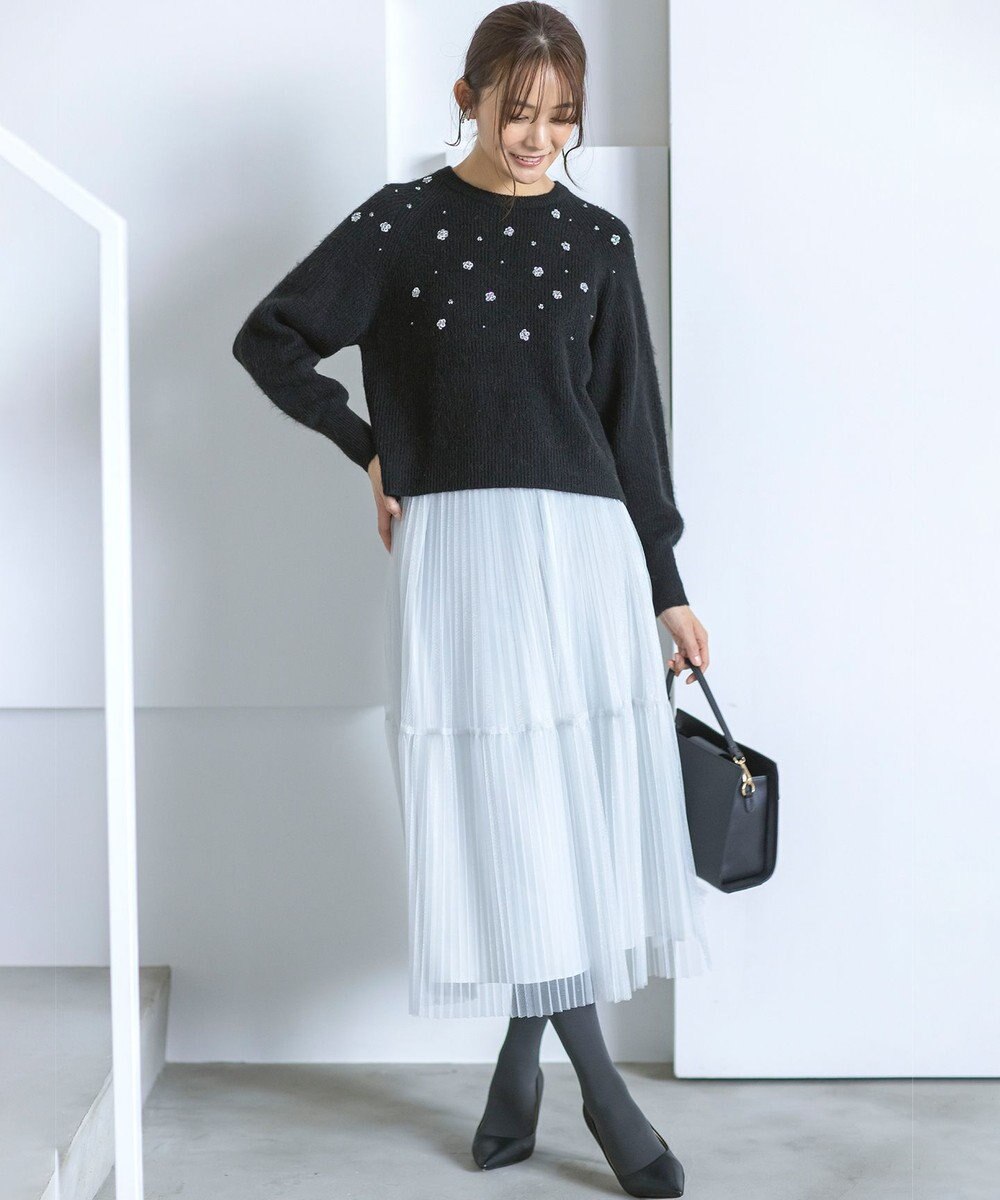 組曲 【WEB限定】モヘヤブレンド ビジューライク刺繍ニット 