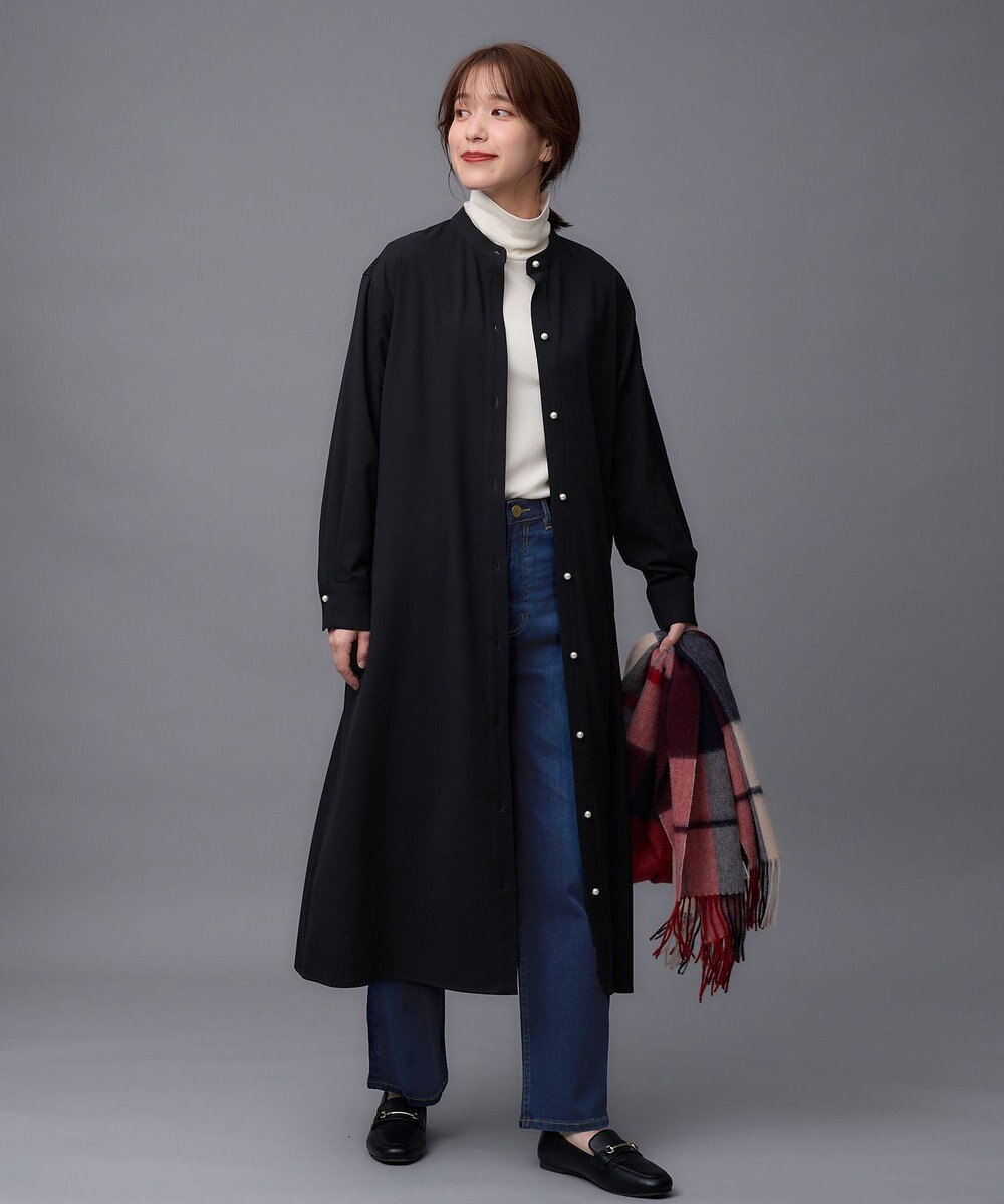 ANY 【洗濯機可能/ストレッチ】ウールライク前開きワンピース 