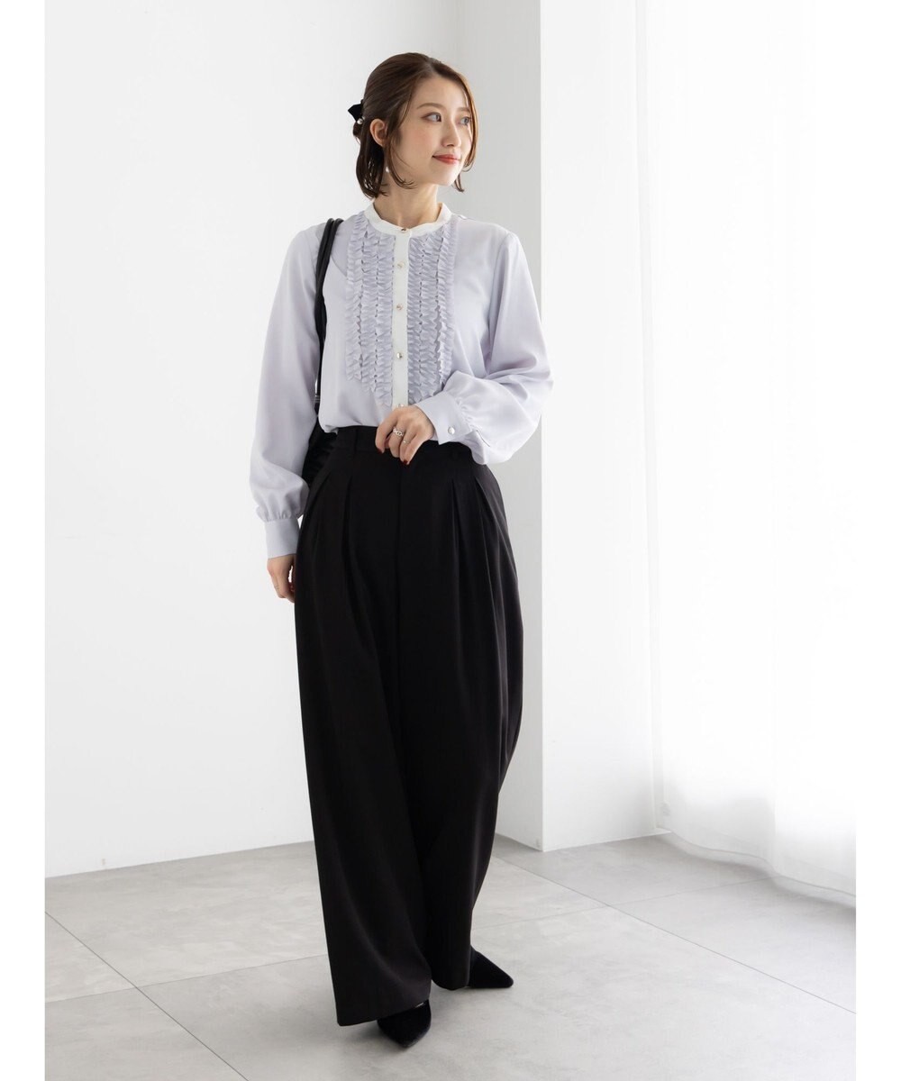 Te chichi フロントフリルバイカラーブラウス 