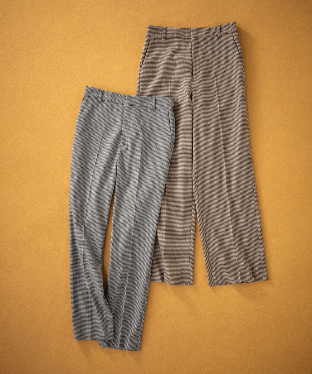 23区 L 【洗える】チェックストレッチ ワイドパンツ 
