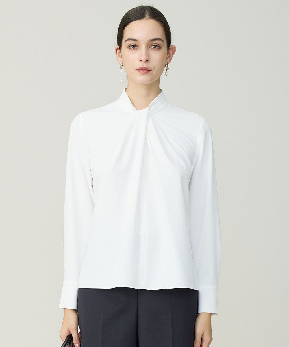 ICB ストレッチジョーゼット ボウタイライク ブラウス 