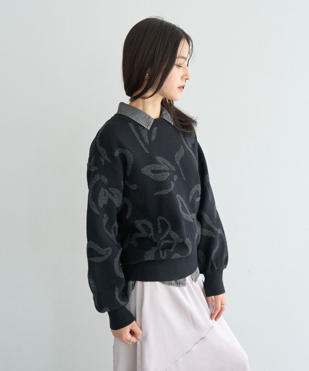 YECCA VECCA アート柄ふくれジャガードニット 