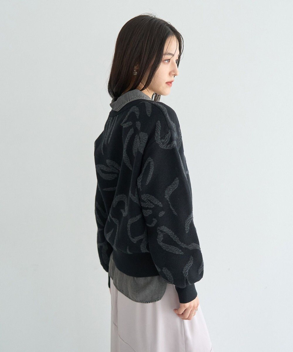 YECCA VECCA アート柄ふくれジャガードニット 