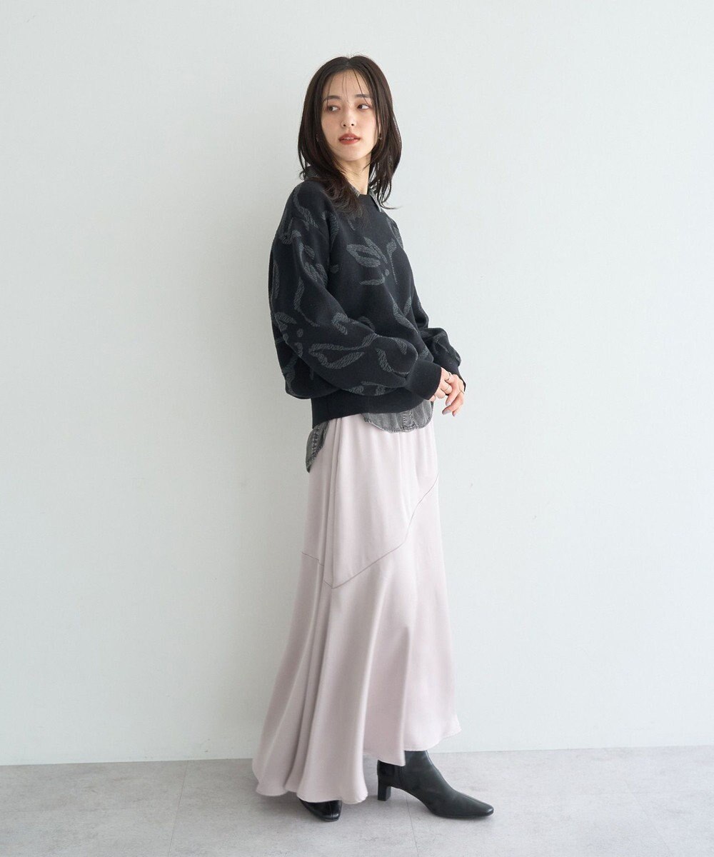 YECCA VECCA アート柄ふくれジャガードニット 