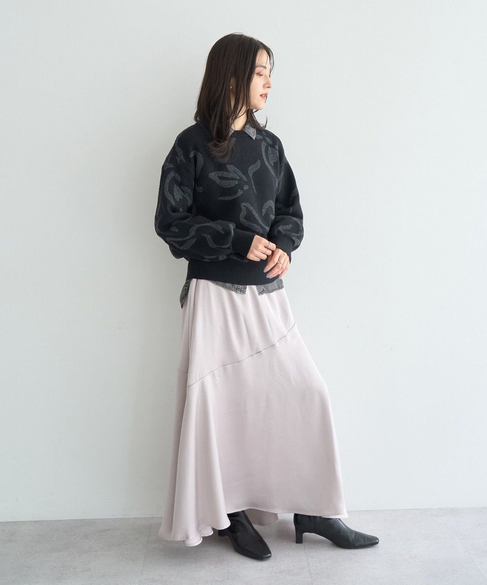 YECCA VECCA アート柄ふくれジャガードニット 