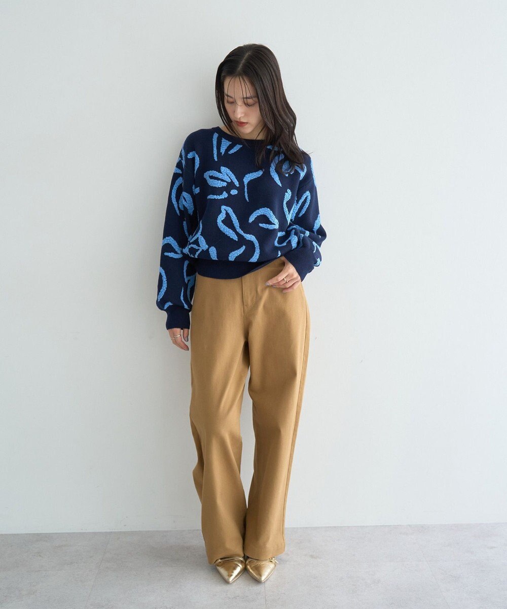 YECCA VECCA アート柄ふくれジャガードニット 