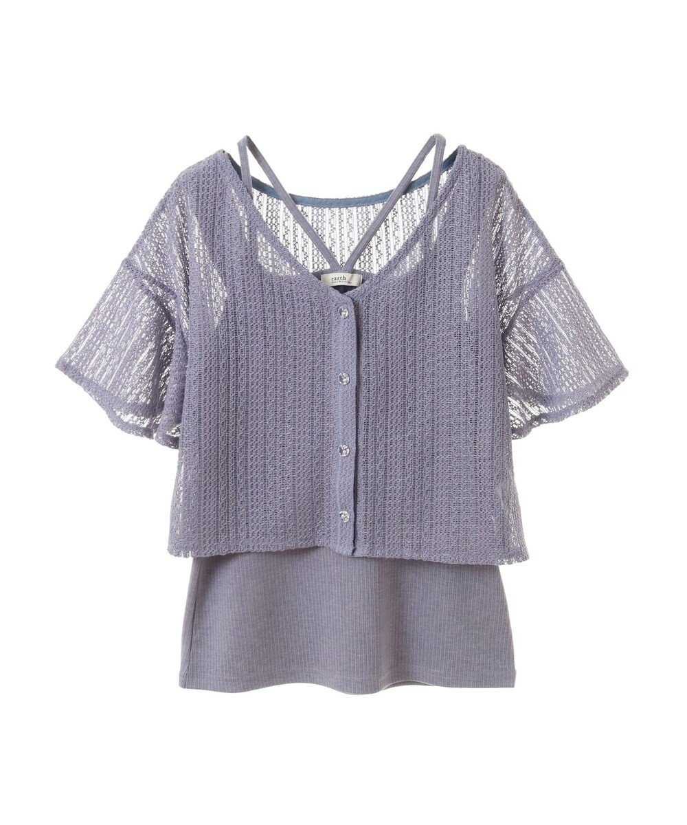 earth music&ecology ＳＥＴ２点レースカーディガン＋レイヤードインナー 