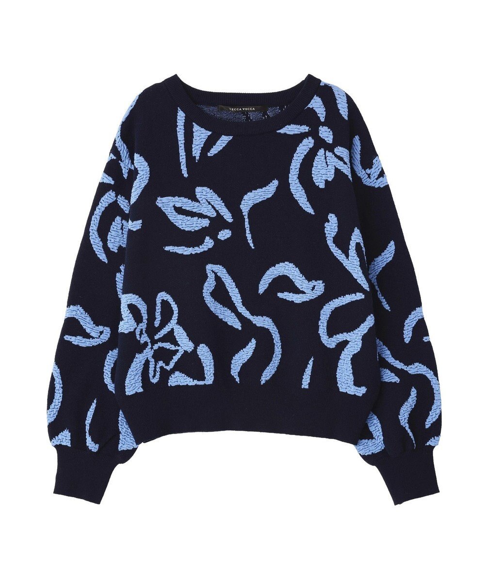 YECCA VECCA アート柄ふくれジャガードニット 