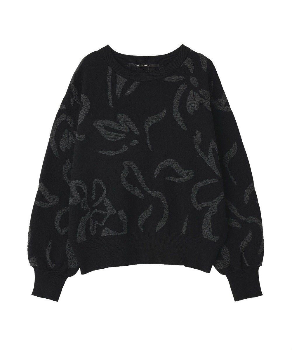YECCA VECCA アート柄ふくれジャガードニット 