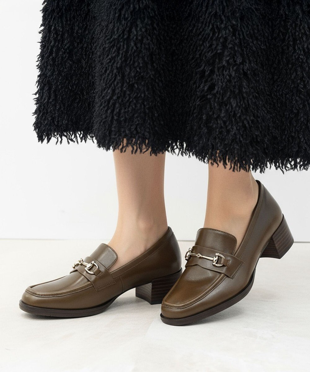 APOM イタリアンレザー ブロックヒールビットローファー45 