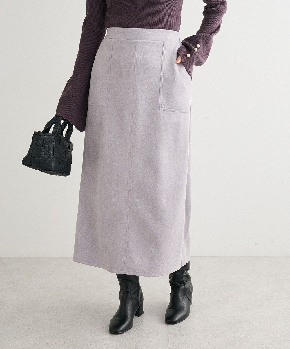 Green Parks なめらかタッチスウェード調Ｉラインスカート 