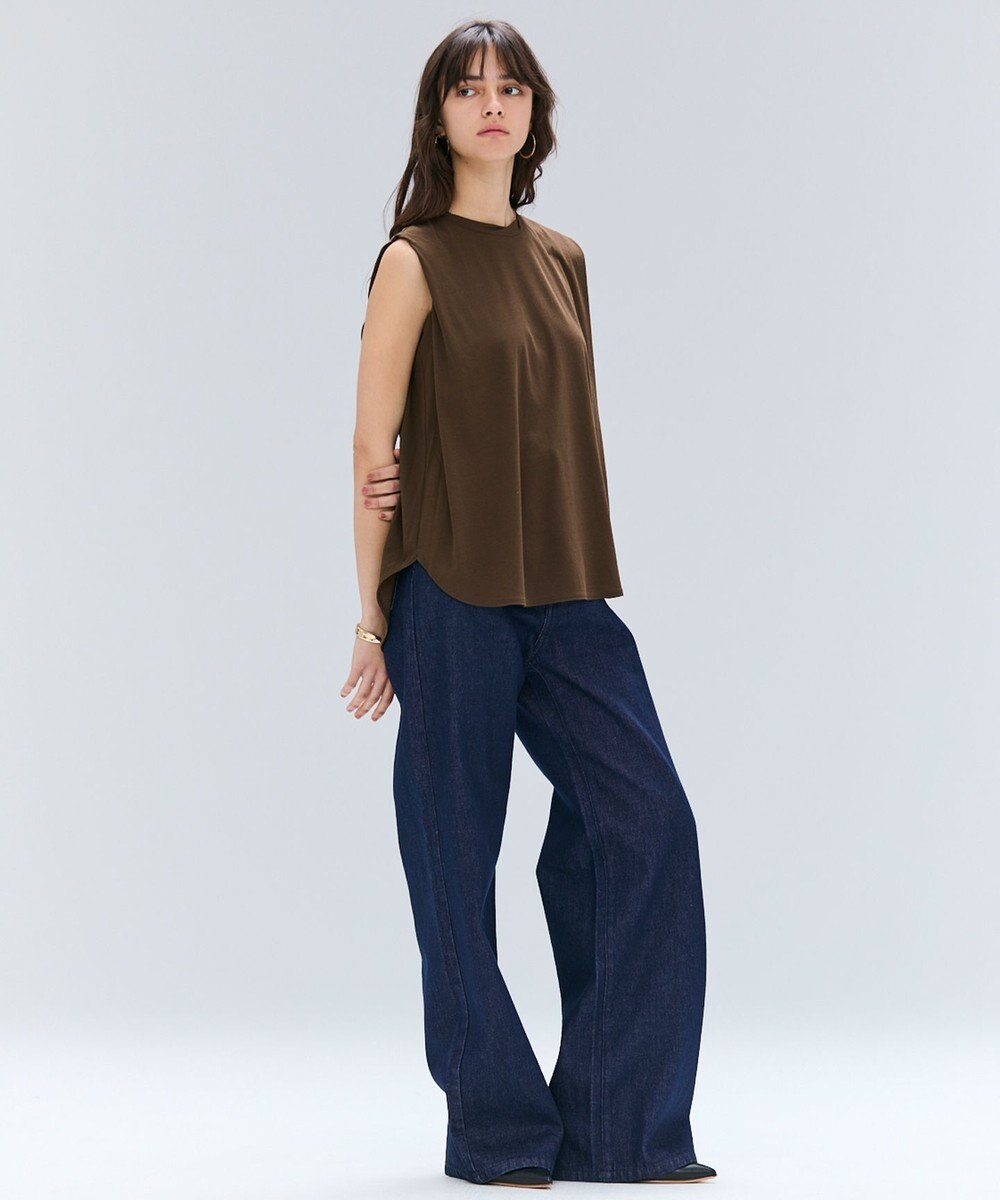 BEIGE， 【BEIGE,ecru/WEB限定・洗える】FINE DRY TOUCH / ねじりデザインコットンノースリーブトップス 