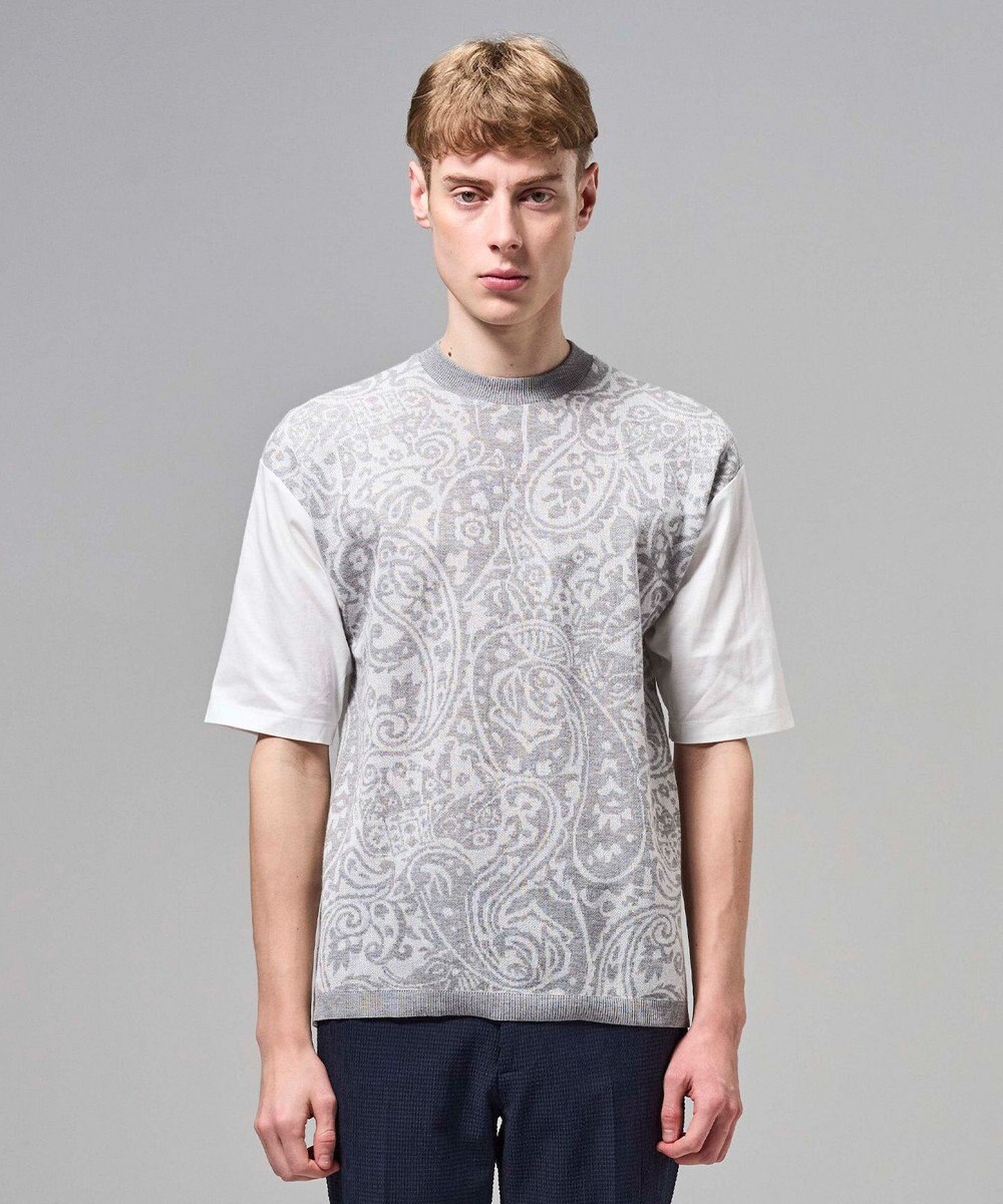 JOSEPH HOMME オリエンタルジャガードニットブロック　クルーネック半袖カットソー 