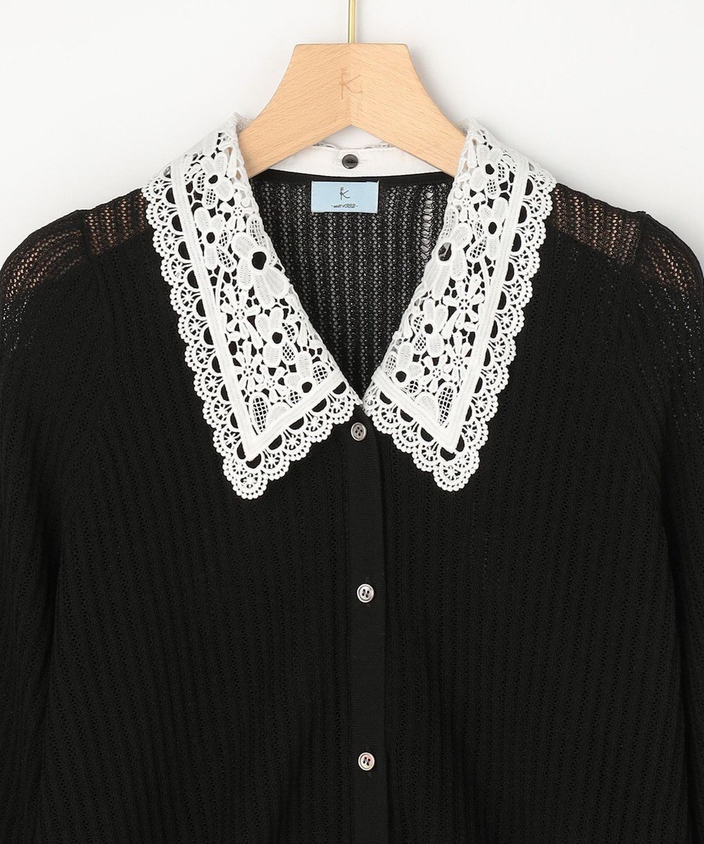 組曲 【先行予約・WEB限定】レーシーニット レース襟付き カーディガン 