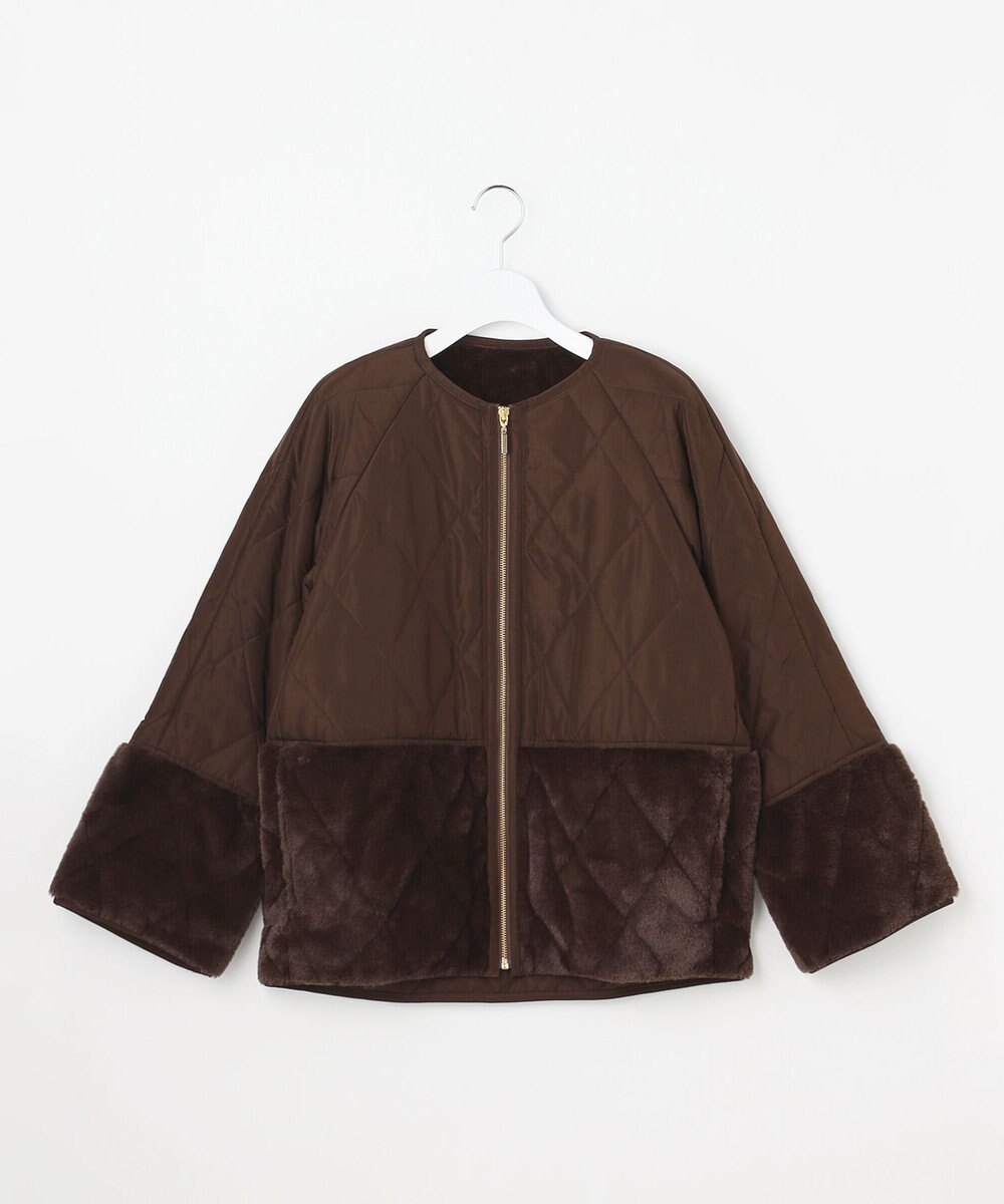 ANY SIS S フェイクファーコンビキルティング アウター 